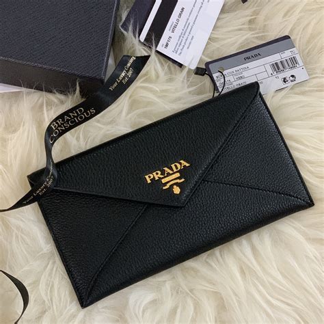 prada envelope wallet black|Prada zipper wallet.